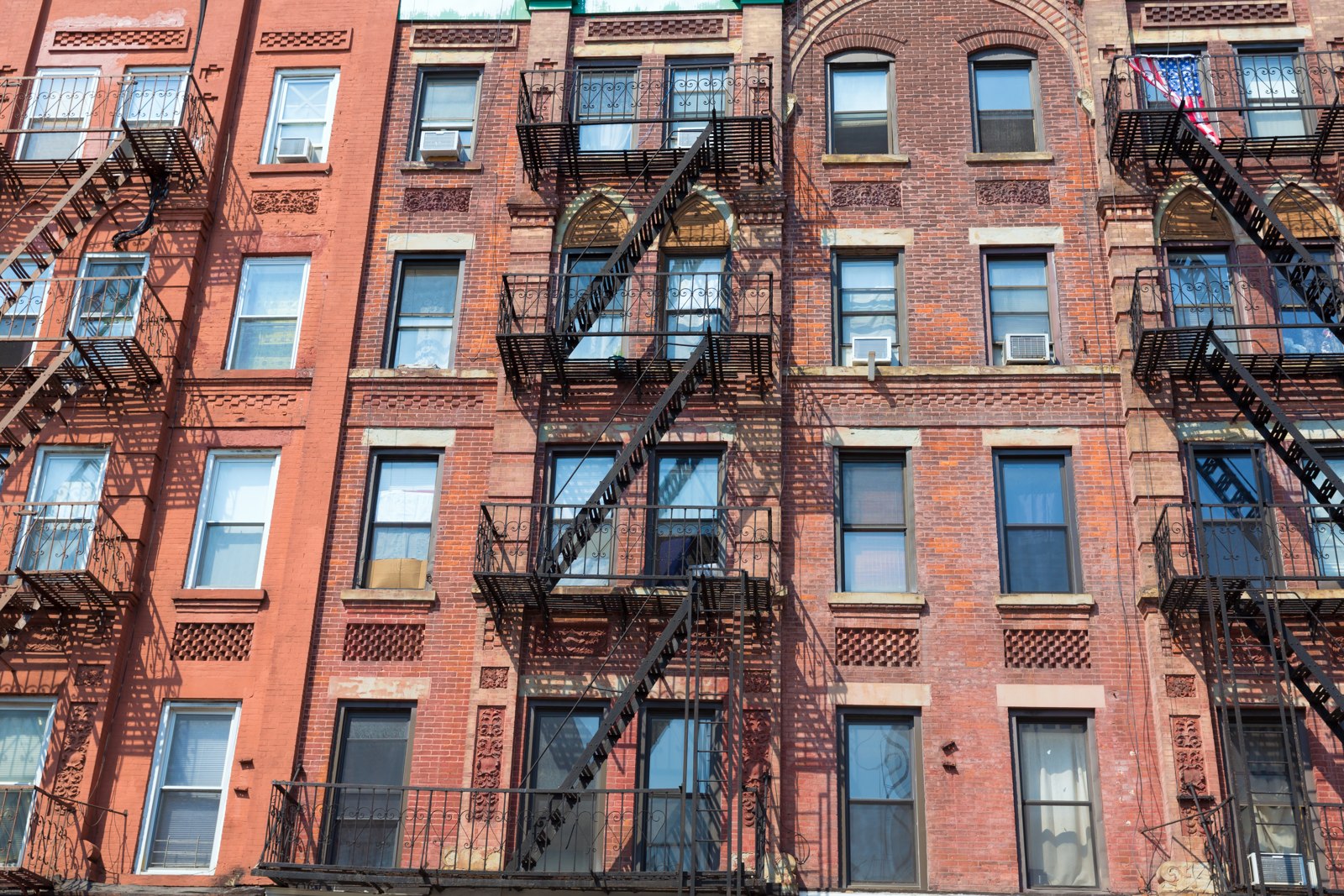 Brooklyn apartment building facades in New York