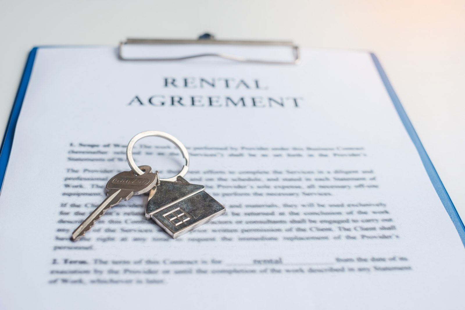 Rental agreement and security deposit paperwork
